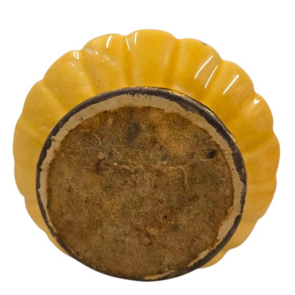 Vintage Weeping Gold Vase Yellow Ceramic 8 Inch Savoy MCM Decor - Picture 14 of 16